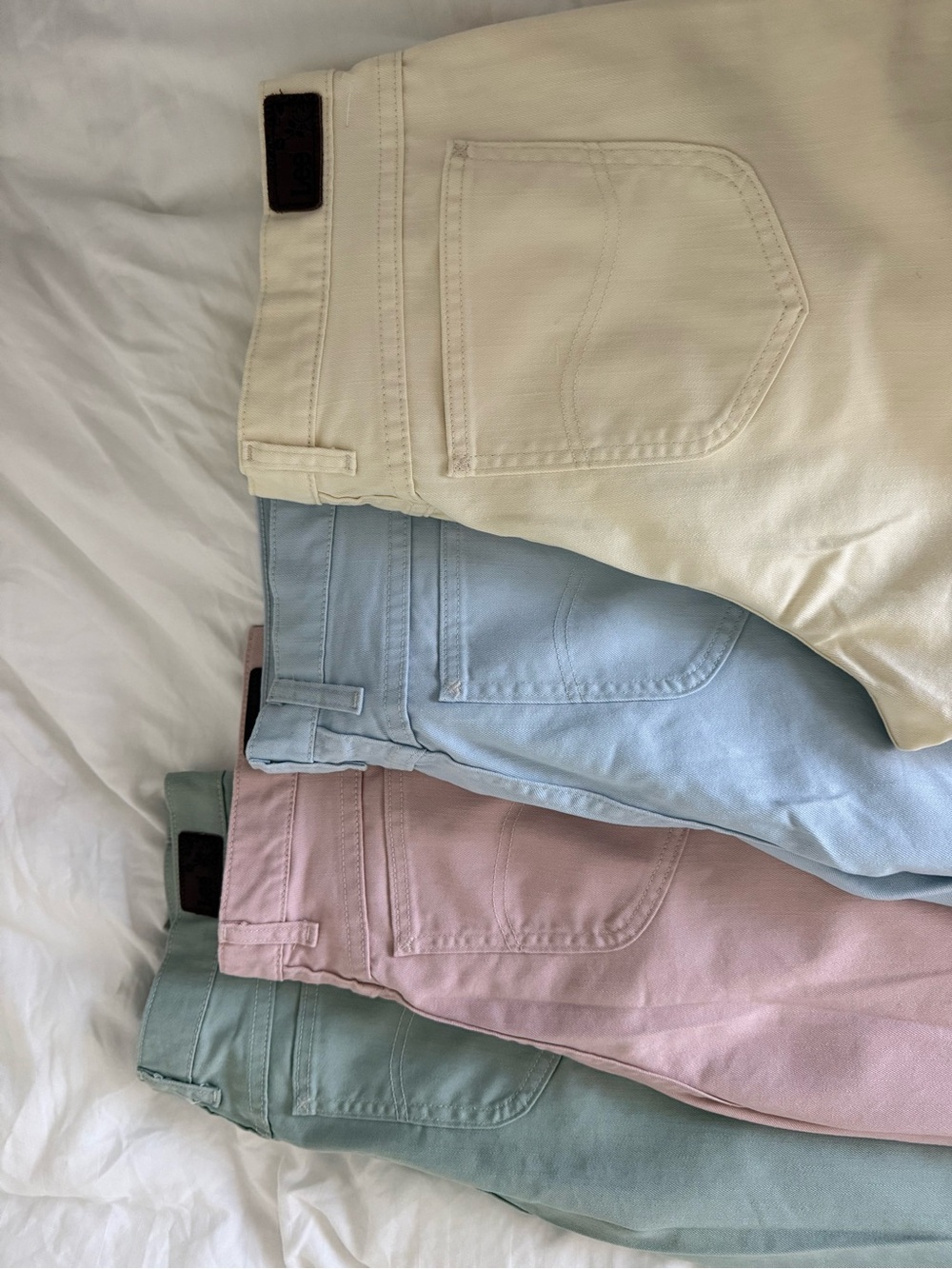 Lee Pastel mid rise straight leg - Cream, Light Blue, Pink, Sage